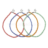 Glass Seed Beaded Necklace with 304 Stainless Steel Clasps, Mixed Color, 14.69 inch(37~37.3cm)(NJEW-JN04428)