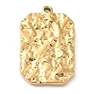 Ion Plating(IP) 304 Stainless Steel Pendants, Textured, Rectangle Charm, Golden, 25x16.5x3mm, Hole: 1.4mm(STAS-A085-05G)