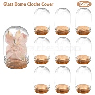 15Pcs Glass Dome Cloche Cover, Bell Jar, with Cork Base, For Doll House Container, Dried Flower Display Decoration, Clear, 36.5x22mm(AJEW-YW0001-09)