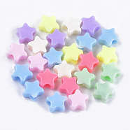Opaque Acrylic Beads, Star, Mixed Color, 9.5~10x10.5x5mm, Hole: 3.5mm, about 210pcs/50g(X-MACR-S296-62)