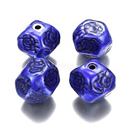 CCB Plastic Beads, with Enamel, Twist, Antique Silver, Blue, 21x23.5~24x23.5~24mm, Hole: 3.5mm(CCB-L008-01)