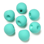 Rubberized Acrylic Beads, Round, Top Drilled, Turquoise, 18x18x18mm, Hole: 3mm(OACR-G012-05C)