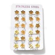 Clear Cubic Zirconia Flower with Dragonfly Dangle Stud Earrings, 304 Stainless Steel Jewelry for Women, Golden, 19x10mm, Pin: 0.7mm(EJEW-G292-09G)