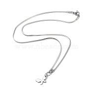 Butterfly Pendant Necklaces, 304 Stainless Steel Necklace, Stainless Steel Color, 17.60 inch(44.7cm)(NJEW-Q335-04A-P)