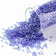 TOHO Round Seed Beads, Japanese Seed Beads, (35) Silver Lined Sapphire, 15/0, 1.5mm, Hole: 0.7mm, about 135000pcs/pound(SEED-TR15-0035)