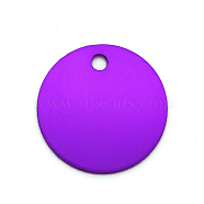 Colored Aluminum Pendants, Laser Cut, Double Sided Dog Pet Name Phone Number ID Tag Charm, Flat Round, Blue Violet, 20x1mm, Hole: 3mm(ALUM-S018-JA631-9)