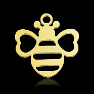 201 Stainless Steel Pendants, Bees, Real 18K Gold Plated, 13x13x1mm, Hole: 1.5mm(STAS-N090-LA881-2)