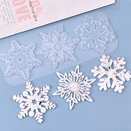 Christmas DIY Snowflake Silicone Pendant Molds, Resin Casting Molds, For UV Resin, Epoxy Resin Jewelry Making, White, 230x88x7.5mm(X-DIY-P006-31)