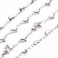 201 Stainless Steel Heart & Oval Link Chains, Soldered, Stainless Steel Color, 10x5x2mm, about 3.28 Feet(1m)/Strand(STAS-N092-116)