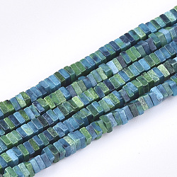 Natural Agate Beads Strands, Dyed, Square Heishi Beads, Thin Slice Beads, Green, 2~2.5x2~2.5x1mm, Hole: 1mm, about 391~448pcs/strand, 15.7 inch(G-T115-05C)