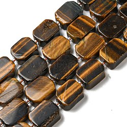 Natural Tiger Eye Beads Strands, with Seed Beads, Faceted Rectangle, 13~17x12~13x5~7mm, Hole: 1.2mm, about 20~22pcs/strand, 15.24~15.28 inch(38.7~38.8cm)(G-G072-B03-02)