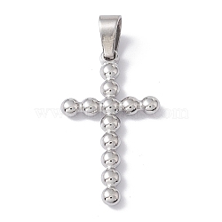 Non-Tarnish 304 Stainless Steel Pendants, Cross Charms, Stainless Steel Color, 33x18x3mm, Hole: 4x7.5mm(STAS-G279-06A-P)