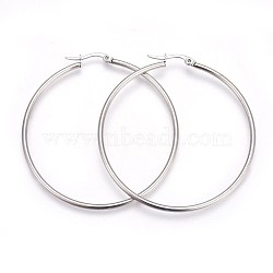 Tarnish Resistant 304 Stainless Steel Big Hoop Earrings, Stainless Steel Color, 56x54x2mm, 12 Gauge, Pin: 1mm(EJEW-P173-13P-07)