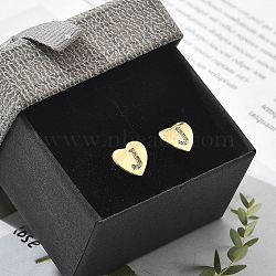 Rack Plating Brass Micro Pave Clear Cubic Zirconia Stud Earrings, Heart, Letter J, 8.5x9.5mm(EJEW-K299-01G-J)