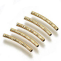 Brass Curved Tube Beads, Curved Tube Noodle Beads, Fancy Cut, Nickel Free, Real 18K Gold Plated, 19x2mm, Hole: 1.2mm(X-KK-R112-033A-NF)
