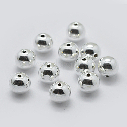 925 Sterling Silver Spacer Beads, Round, Silver, 7mm, Hole: 1.5~1.6mm, about 16pcs/10g(STER-K171-45S-7mm)