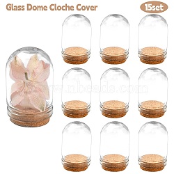 15Pcs Glass Dome Cloche Cover, Bell Jar, with Cork Base, For Doll House Container, Dried Flower Display Decoration, Clear, 36.5x22mm(AJEW-YW0001-09)