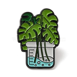 Flower Enamel Pins, Black Alloy Brooch, for Backpack Clothes, Green, 31x22x2mm(JEWB-K022-03D-EB)