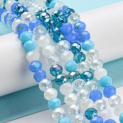 Glass Beads Strands, Faceted, Rondelle, Light Sky Blue, 6x5mm, Hole: 1mm, about 85~88pcs/strand, 16.1~16.5 inch(41~42cm)(EGLA-A034-M6mm-12)
