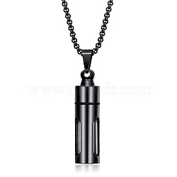 316L Surgical Stainless Steel Urn Ashes Pendants, Column, Electrophoresis Black, 59x13mm, Hole: 8x6mm(BOTT-PW0001-003A-EB)
