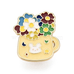 Flower Alloy Enamel Pins, Alloy Brooches for Backpack Clothes, Light Yellow, 29x25mm(JEWB-N001-17A-G)