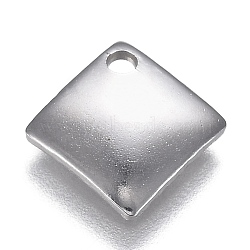 304 Stainless Steel Charms, Rhombus, Stainless Steel Color, 13x13.5x1.6mm, Hole: 1.6mm, Diagonal Length: 13mm, Side Length: 10mm(STAS-I166-01P)