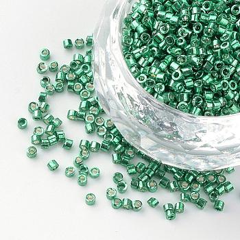 Plated Glass Bugle Beads, Medium Sea Green, 1~2x1.5~2mm, Hole: 0.5mm, about 100g/bag