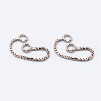 925 Sterling Silver Box chain, Rose Gold, 30x0.8mm, Hole: 1mm