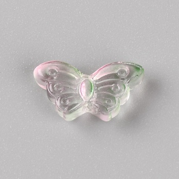 Baking Paint Glass Beads, Two Tone, Butterfly, Pink, 8x15x5mm, Hole: 1mm