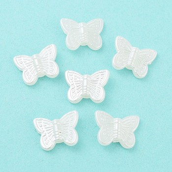 ABS Plastic Imitation Pearl Bead, Butterfly, White, 11x14x4mm, Hole: 2mm, about 2173pcs/500g