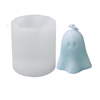 DIY Halloween Theme Ghost-shaped Candle Making Silicone Molds, Resin Casting Molds, Clay Craft Mold Tools, White, 70x69mm, Inner Diameter: 59x50mm