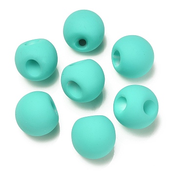 Rubberized Acrylic Beads, Round, Top Drilled, Turquoise, 18x18x18mm, Hole: 3mm