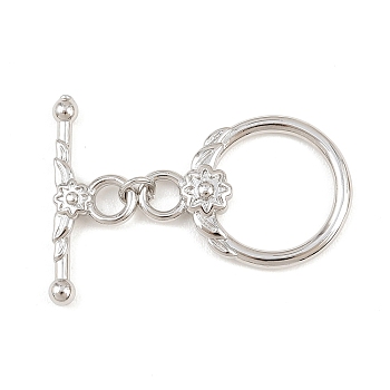 Brass Toggle Clasps, Cadmium Free & Lead Free, Long-Lasting Plated, Platinum, Ring, 9.5~23.5x17~23.5x2.5~3.5mm, Hole: 3.5mm