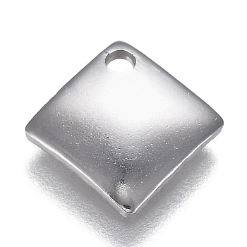 304 Stainless Steel Charms, Rhombus, Stainless Steel Color, 13x13.5x1.6mm, Hole: 1.6mm, Diagonal Length: 13mm, Side Length: 10mm