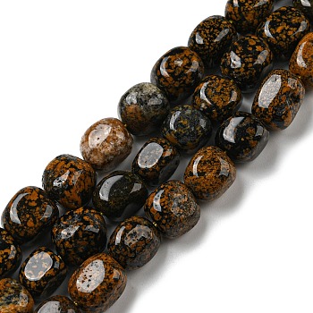 Natural Dalmatian Jasper Beads Strands, Nuggets Tumbled Stone, 10~14x9~10x8~9mm, Hole: 1mm, about 35~36pcs/strand, 15.63''~15.79'' (39.7~40.1cm)
