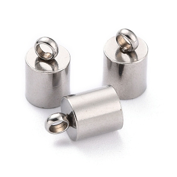 304 Stainless Steel Cord Ends, End Caps, Stainless Steel Color, 11x7mm, Hole: 2.5mm, Inner Diameter: 6mm