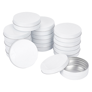 Aluminum Can, with Screw-thread, Round, White, 8.6x2.9cm, Inner Diameter: 8cm, 12pcs/set