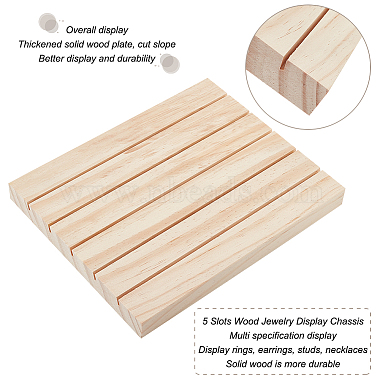 5 слоты деревянный корпус для витрины для ювелирных изделий(ODIS-WH0029-34B)-5