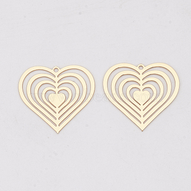 Light Gold Heart Brass Pendants