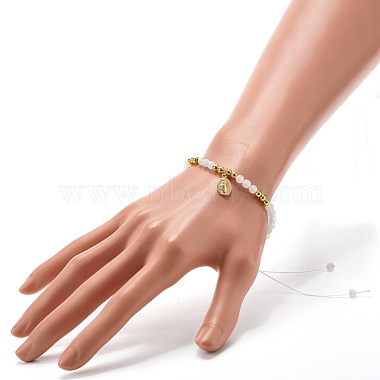 Pulsera de cuentas trenzadas de jade blanco natural redondo para niña mujer(BJEW-JB06864-03)-3