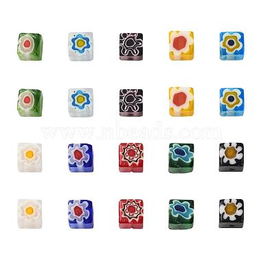 6x6x6mm Handmade Millefiori Glass Beads Mixed Color Hole: 1mm Qty 20 Cube 