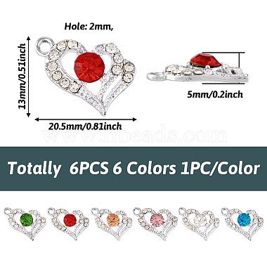 6шт. 6 цвета подвески со стразами из сплава(FIND-TA0003-05)-3