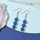 Dyed Nature Lava Rock Round Beaded Dangle Earrings for Women(EJEW-JE05636)-4