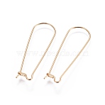304 Stainless Steel Hoop Earring Finding, Kidney Ear Wire, Real 18K Gold Plated, 21 Gauge, 39x12.5mm, Pin: 0.7mm(X-STAS-E464-05G)