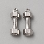 304 Stainless Steel Pendants, Dumbbell Charm, Stainless Steel Color, 22x7.5x5mm, Hole: 1.4mm(FIND-WH0161-51P)