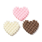 Opaque Resin Imitation Food Cabochons, Heart Waffle, Mixed Color, 19.5x22x5mm(RE-CBA8177-01)