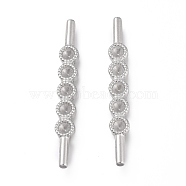 304 Stainless Steel Spacer Bar Rhinestone Settings, for Leather Cord Making Accessories, with Rhinestone Setting, Stainless Steel Color, 41.5x5x3mm, Fir For: 2.5mm Rhinestone(STAS-H120-13P)