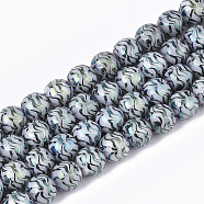 Electroplate Glass Beads Strands, Round, Cadet Blue, 8x7.5mm, Hole: 1.2mm, about 40pcs/strand, 11.8 inch(EGLA-S177-09A-04)