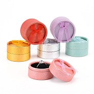 Cardboard Ring Boxes, with Ribbon Bowknot, Flat Round, Mixed Color, 54x34mm(CBOX-G013-04)