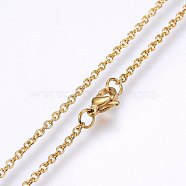304 Stainless Steel Cable Chains Necklaces, with Lobster Claw Clasps, Golden, 17.7 inch(45cm), 2x0.5mm(MAK-L015-34A)